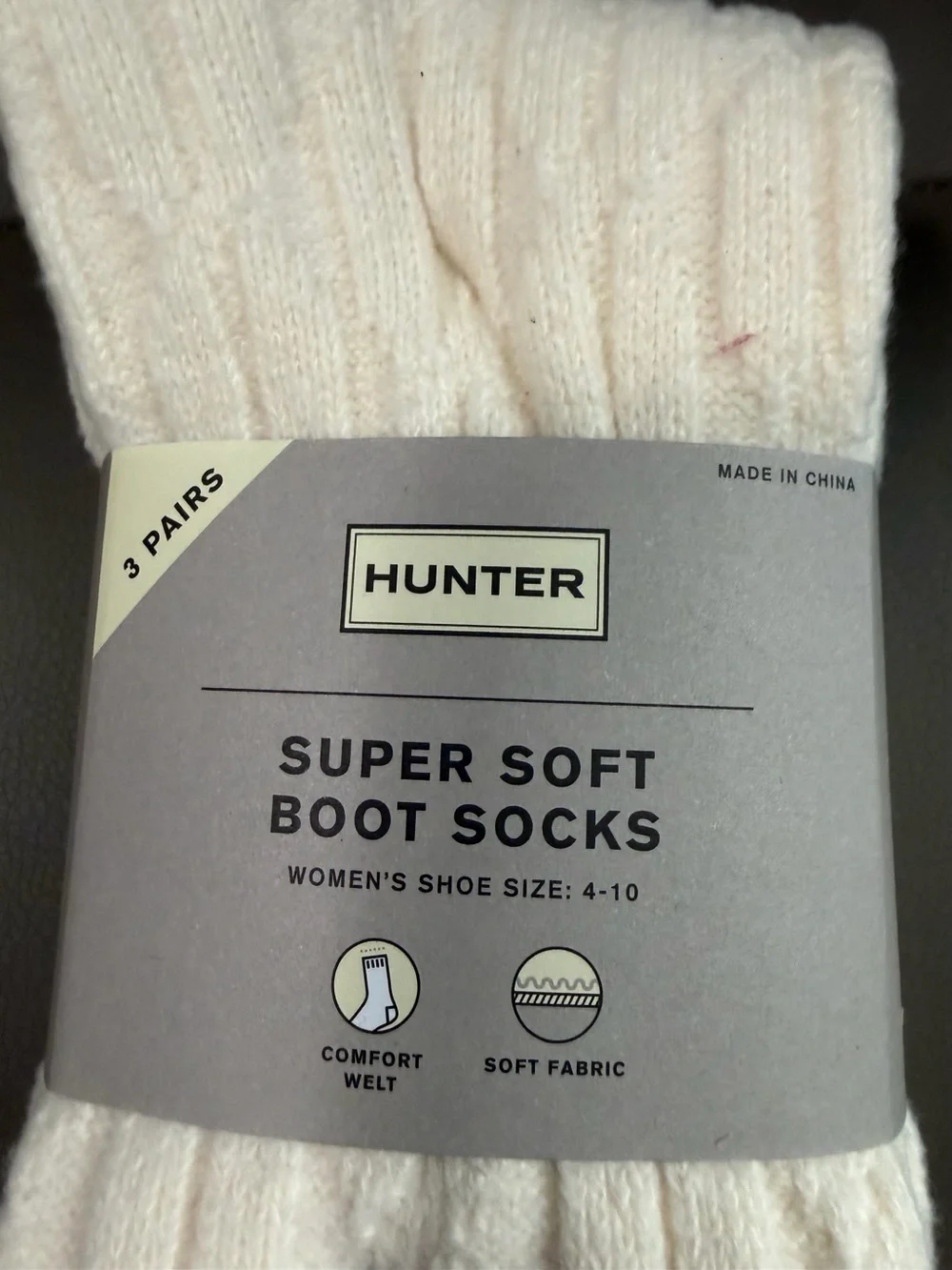 BNWT HUNTER ORIGINAL 3 PACK SUPER SOFT BOOT SOCKS [BK-GR-CM] US SHOE SIZE 4-10